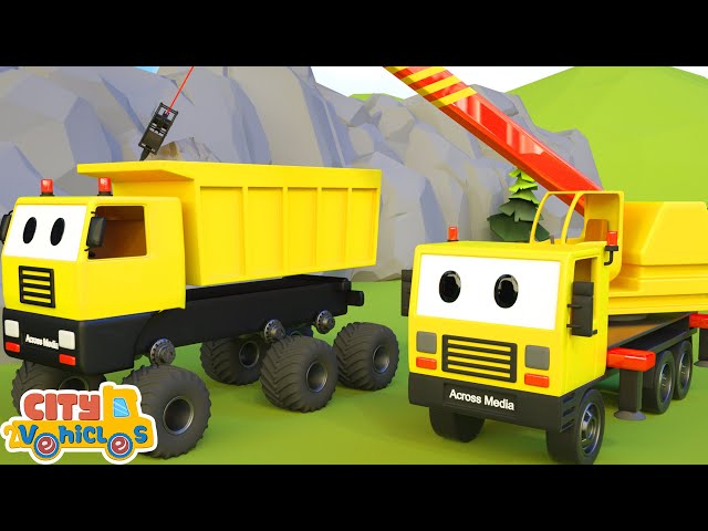 Construction vehicles rescue Tractor -Bulldozer, Mixer and Dump Trucks for Kids class=
