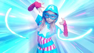 Nastya turns into superheroes kid with magic costumes