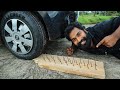 Nails vs car tyre       