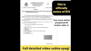 BTE Exam Postpond Till Further order | Official notice | Delhi polytechnic 2020-2021 #shorts