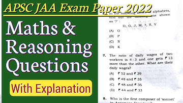 Maths & Reasoning question APSC JAA Exam 2022 / Maths mcq for direct Recruitment