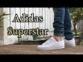 Adidas Superstar Originals | Triple White | On Feet w/ Different Bottoms