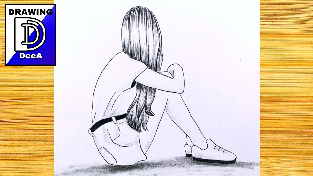 How to draw sad alone Girl/ Pencil sketch step by step/ Easy drawing Girl tutorial for beginners