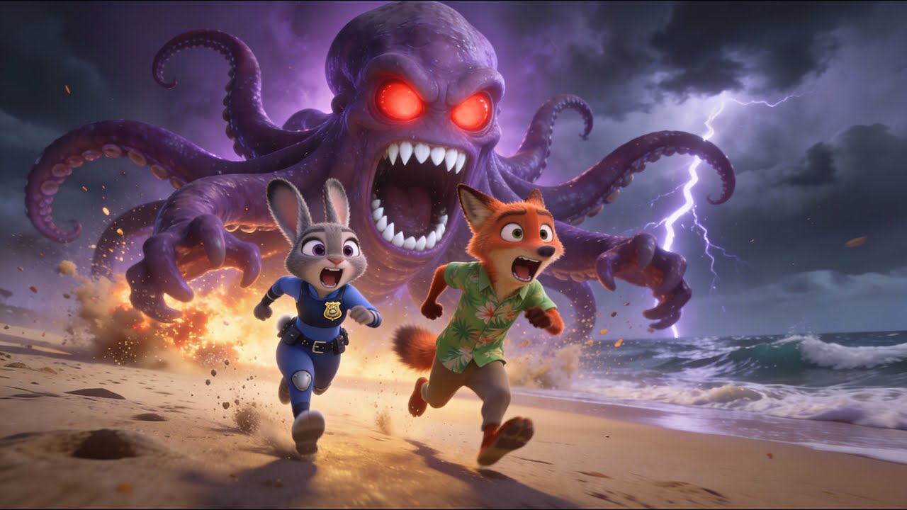 Judy & Nick vs The Purple Octopus Monster | 3D Animated Story