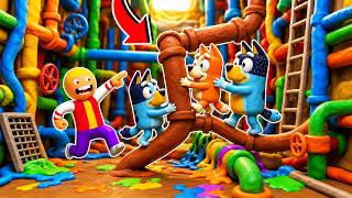 LA FAMILIA DE BLUEY ESCAPA DE LAS TUBERÍAS DEL MUNDO DE LA PLASTILINA