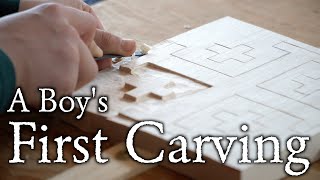 A Boys First Wood Carving