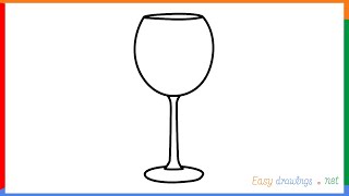 How to draw a Wine glass step by step for beginners