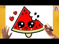 How to Draw a Cute Watermelon Ice Cream Easy ???????? | Kawaii Popsicle Drawing Step by Step for Kid