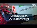 Choque entre vehículo y transporte de personal deja dos personas lesionadas en Apodaca