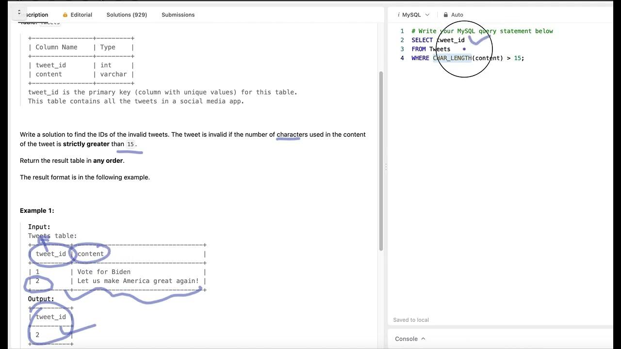 1683 invalid tweets leetcode hindi top 50 sql interview