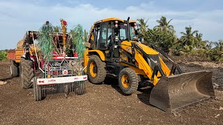Jcb 3dx Backhoe Mud Loading In Trolley Mahindra Novo & Mahindra Arjun Tractors l