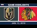 NHL Highlights | Golden Knights vs. Blackhawks - Jan. 12, 2019