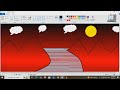 Serene Sunset Landscape with Moon | MS Paint Art | Relax & Unwind #mspaint #painting #paint #drawing