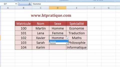 Liste déroulante Excel : Liste simple