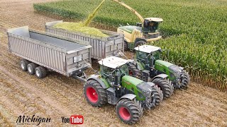 Krone Big X 1180 with New Holland FR920 and FR780 doing silage 2021 in Michigan