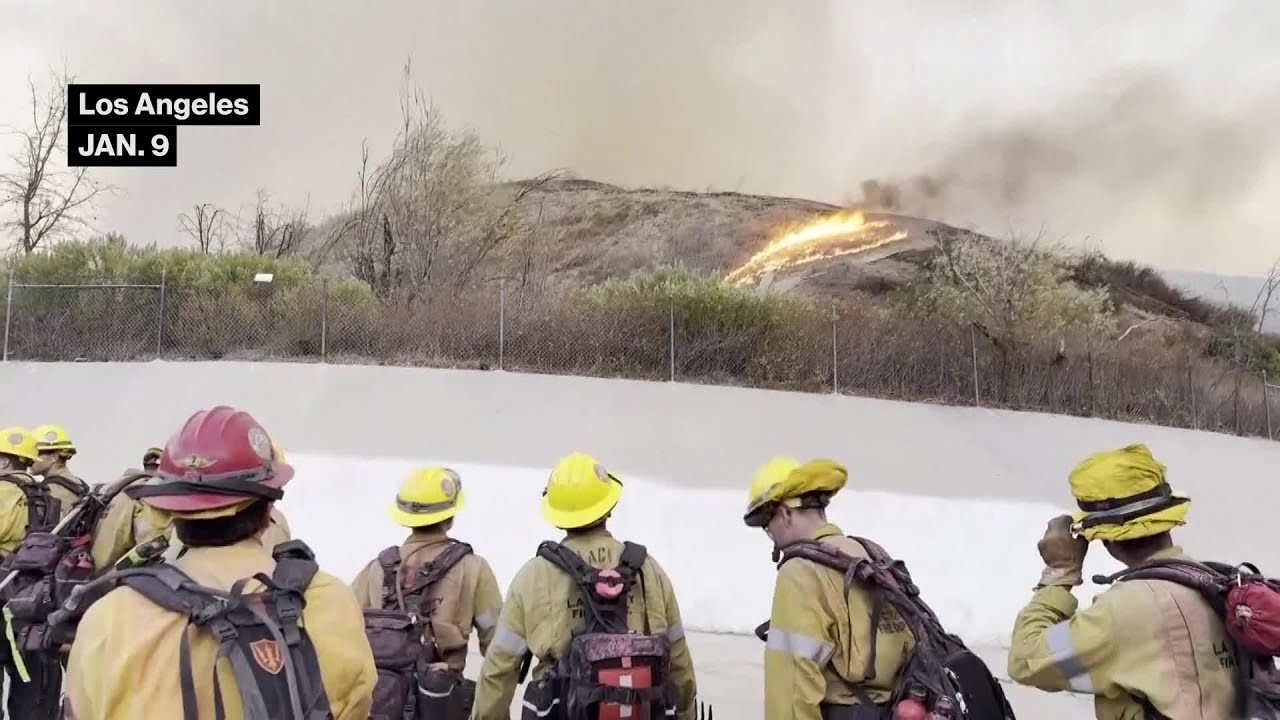 Crews Begin Containing Kenneth Fire in LA Area - YouTube