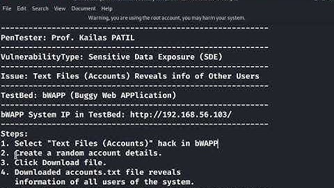 bWAPP - Sensitive Data Exposure -  Text Files   Accounts  - OWASP Top 10