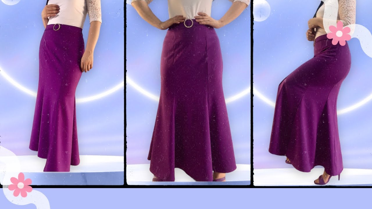 FALDA CORTE SIRENA(paso a paso)con cortes.