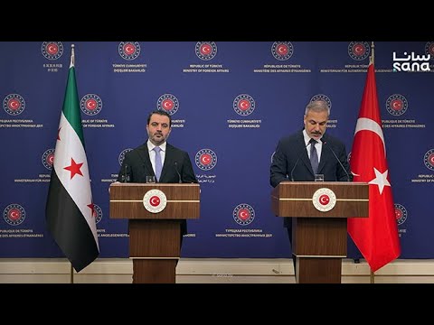 الوزير الشيباني في مؤتمر صحفي مع نظيره التركي نرفض التقسيم بأي شكل من الأشكال