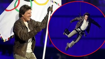 Tom Cruise performs crazy stunt jump from stadium roof during Olympics closing ceremony