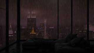 Rain Sounds for Sleeping - Heavy Rain and Thunder Soungs in A Luxury Hotel Night for Good Sleep