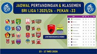 Jadwal Bri Liga 1 Pekan 33 - PSM Makassar Vs Persib, Klasemen BRI SUPER LEAGUE PEKAN 32 #briliga1