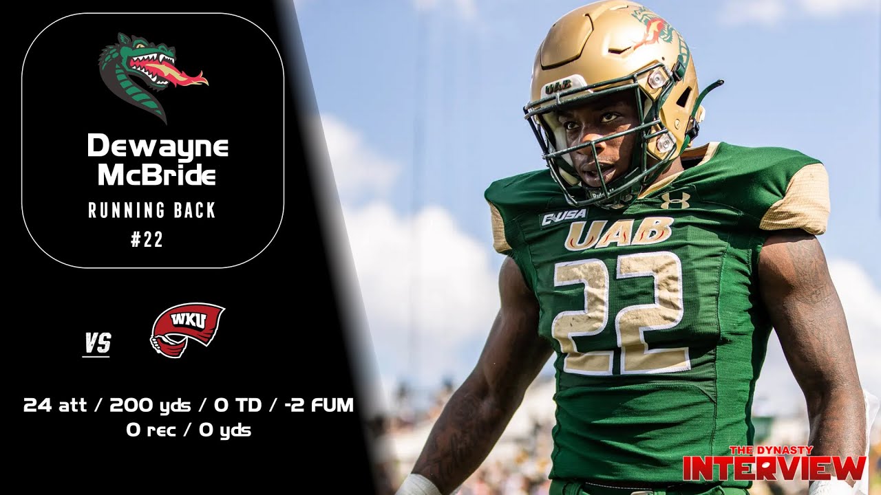 DeWayne McBride - UAB RB #22 vs Western Kentucky (2022)