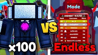 100 Upgraded Titan Cinemaman VS Endless Mode In Toilet Tower Defense.. (Roblox)