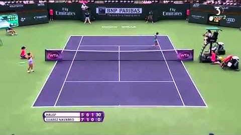 Simona Halep vs Carla Suarez Navarro Amazing Point HD INDIAN WELLS 2015