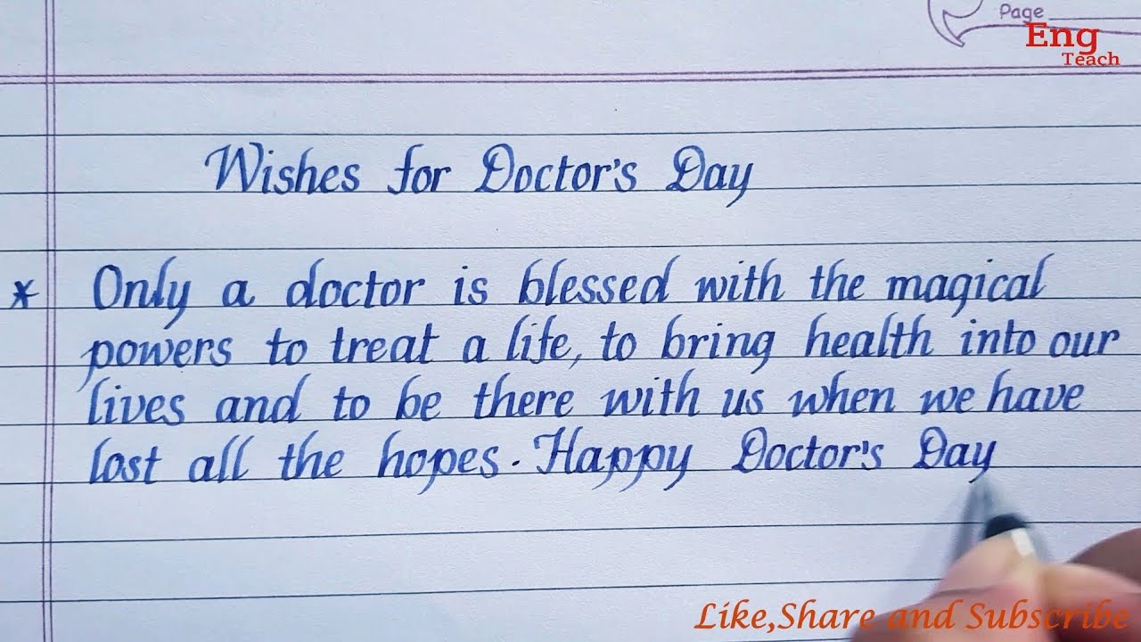 Wishes or Messages for Doctor's Day | Happy Doctor's Day wishes | handwriting | writing | Eng Teach