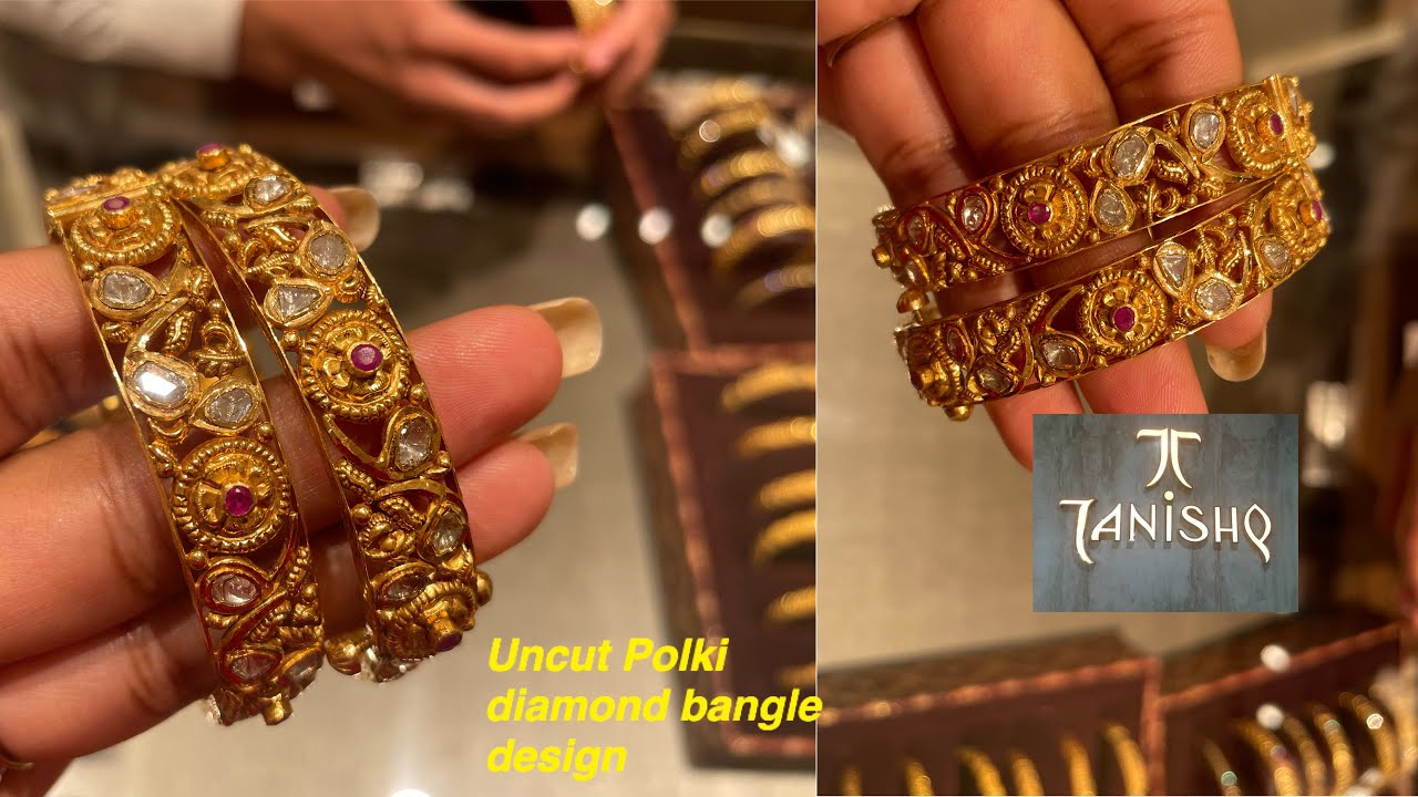 Polki diamond broad bangles - Indian Jewellery Designs