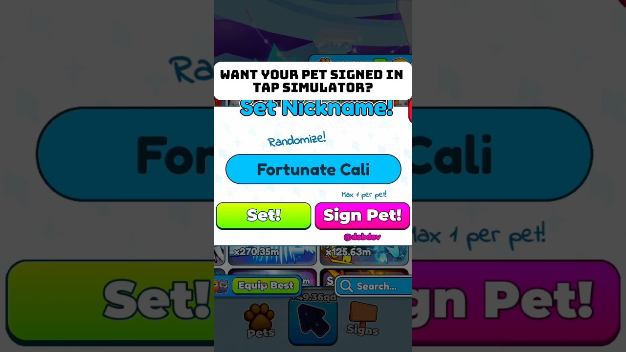 Want your pet signed in Tap Simulator ?