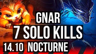 GNAR vs NOCTURNE (TOP) | 9/0/1, 7 solo kills, 66% winrate, Legendary | KR Challenger | 14.10