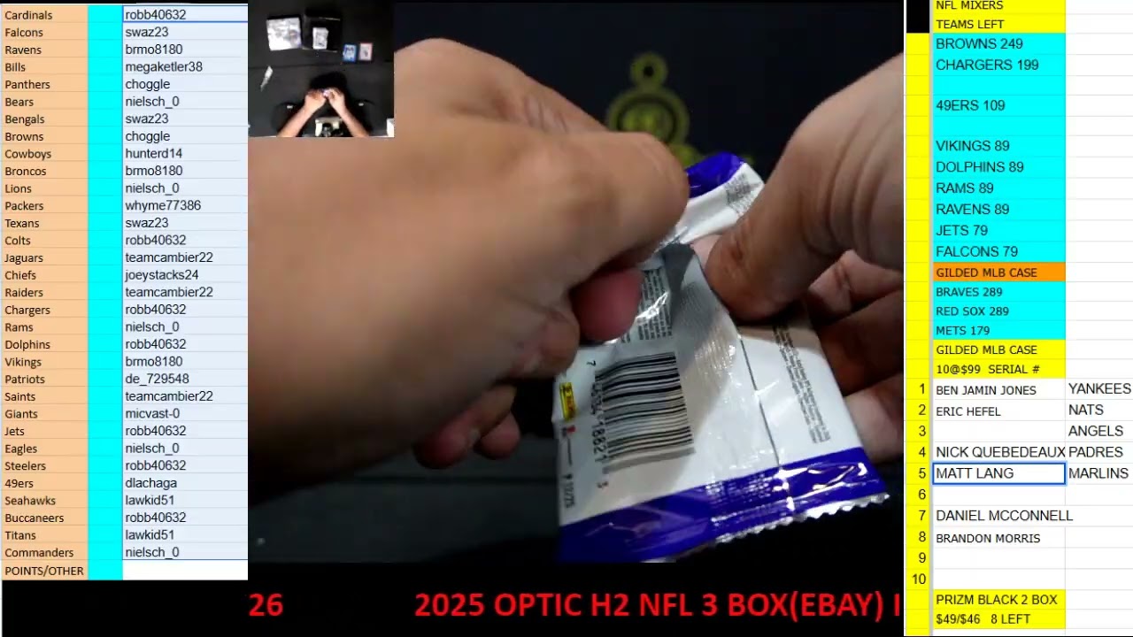 CAJUNBREAKER 2025 OPTIC H2 NFL 3 BOX(EBAY) I  3-25-2026