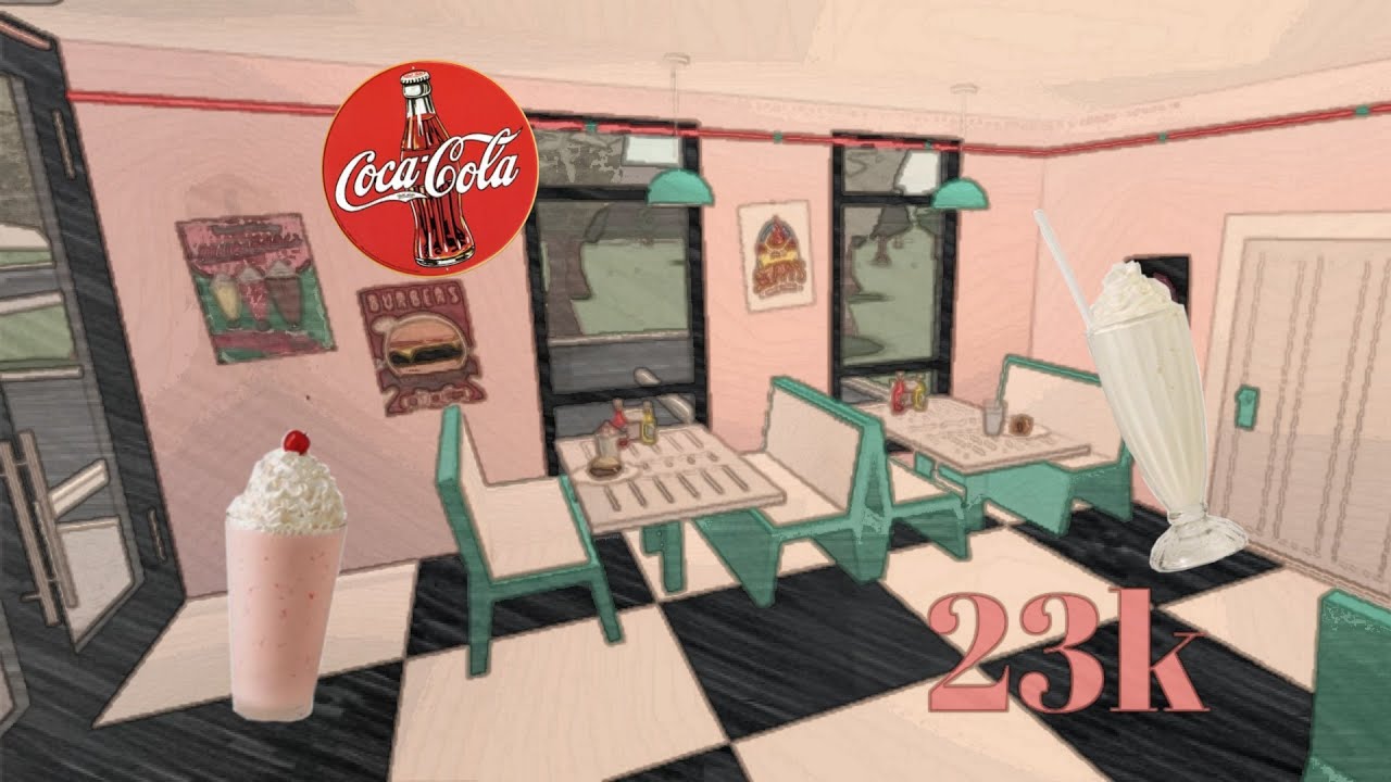 23k cute retro bloxburg diner riccecake YouTube