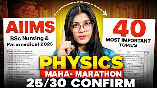 🔥 40 Most Important Physics Topics | MAHA MARATHON for AIIMS B.Sc Nursing & Paramedical 2026