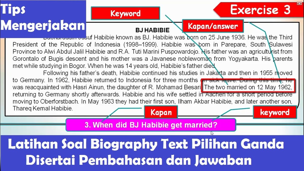 contoh soal text biography bahasa inggris