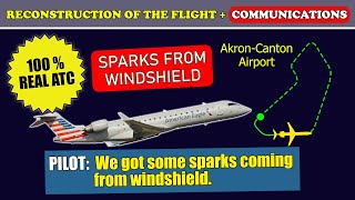SPARKS from WINDSHIELD. Emergency return | Canadair Regional Jet CRJ-700 | Akron-Canton Airport