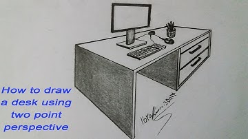 How to draw a desk using two point perspective