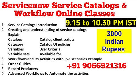 Servicenow Service Catalogs & Workflow online classes ||  #servicenow #skfacts #developer #interview