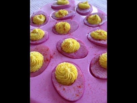 Naturally Dyed Deviled Eggs - Pink Easter Eggs Recipe