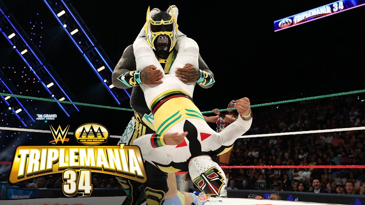 Mascarita Sagrada, Mini Vikingo and Adelicious win Tag Team Match: Triplemanía 34 highlights
