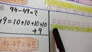Subtraction using hundreds grid.
