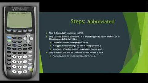 Generating Random Numbers for Random Sampling in the Ti-84
