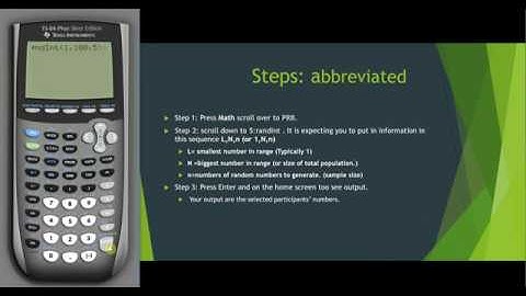 Generating Random Numbers for Random Sampling in the Ti-84