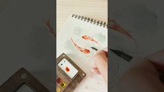 So addicted to Koi fish 🎏🤩 #watercolortutorial #minipainting #koifish #easypainting