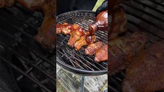 Smoked &amp; BBQ’d Chicken Wingz + Foil Pouch Veggies Cooked on the Weber Smokey Joe #campcooking #bbq