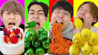1分に1回激辛、激甘、激苦、激酸を誰が一番食べ続けられるか！？【韓国激辛ラーメン、チョコ、レモン、ピーマン】