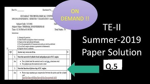 3351901- TE-2 (Thermal engineering-II) Paper Solution II Summer-2019 (Q.5) II #GTU​​ #Mechanical​