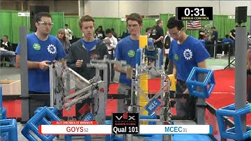 2015 VEXU Q101 - GOYS vs MCEC - 10 to 41-Division Div-VEX U-VEX Worlds 2015